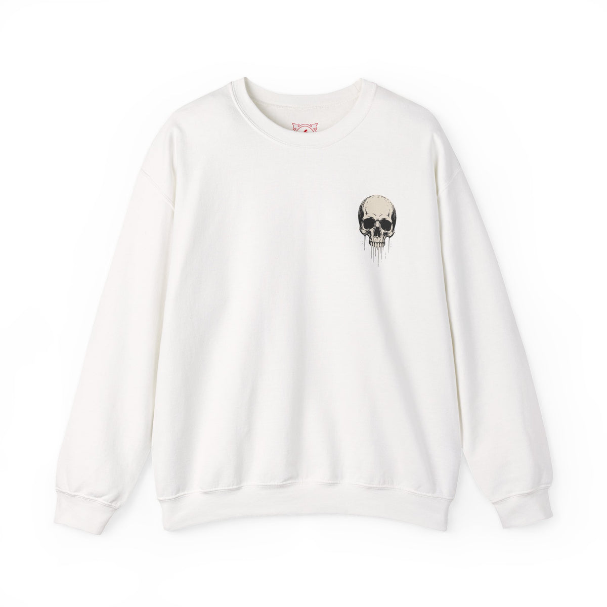 Dripping Skull Sweatshirt in White — front view