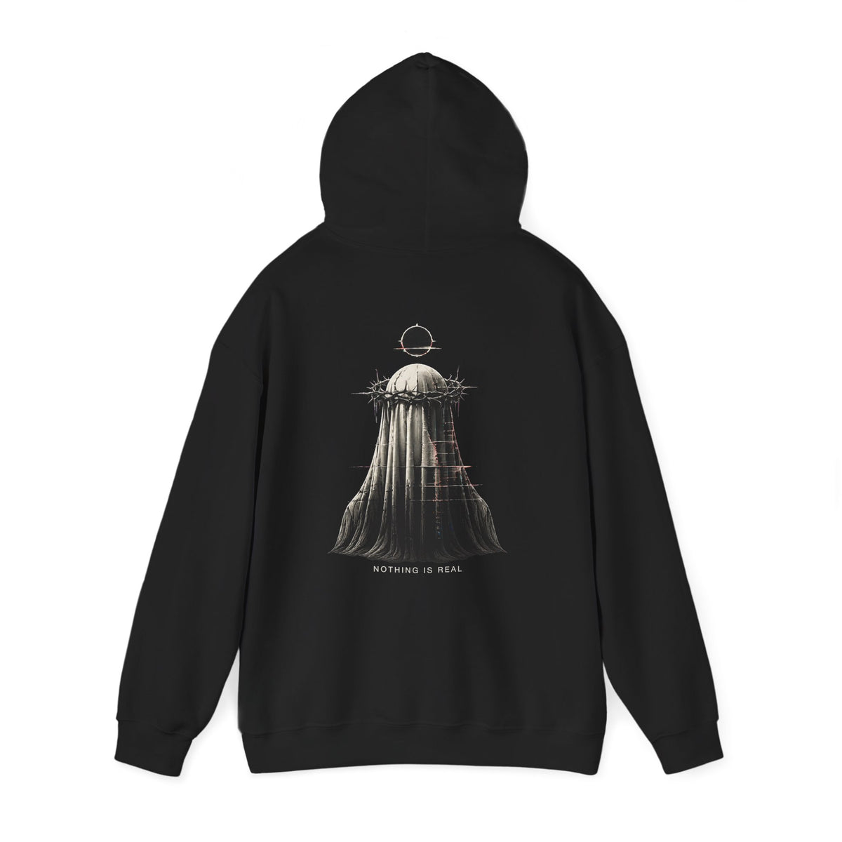 Nothing Is Real Ghost Hoodie in Black — back view