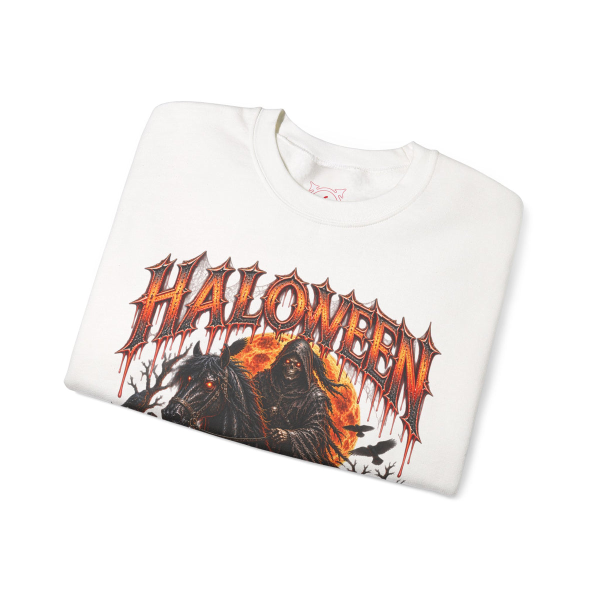 Ride with Death Grim Reaper Sweatshirt in White — folded view