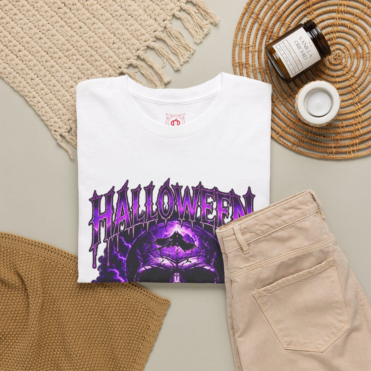 Deepest Fear Skull T-Shirt in White — folded view