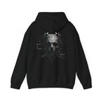 Reality Is an Illusion Glitch Skull Hoodie in Black — back view