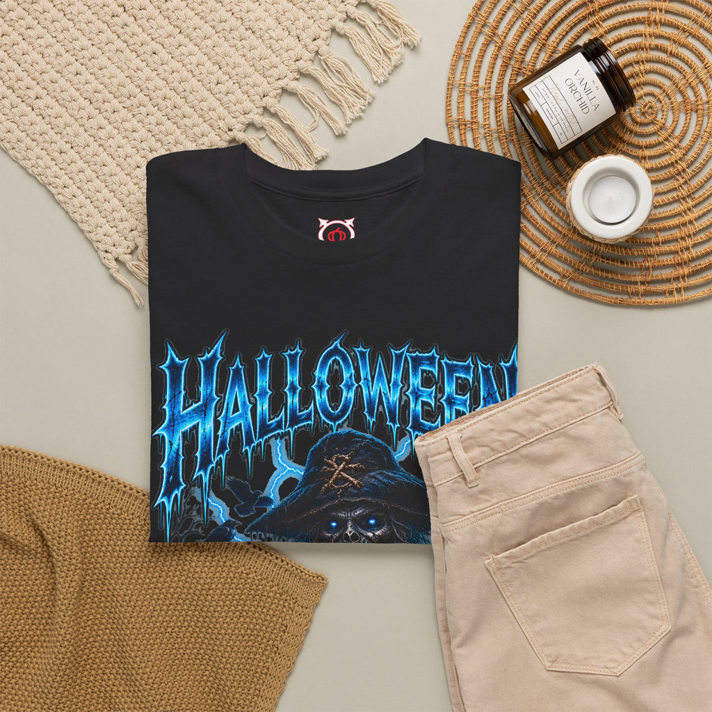 Never Buried Scarecrow T-Shirt in Black — folded view