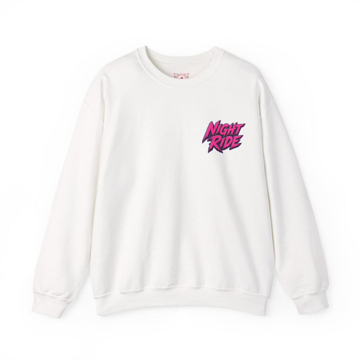 Night Ride Motorcycle Sweatshirt in White — front view