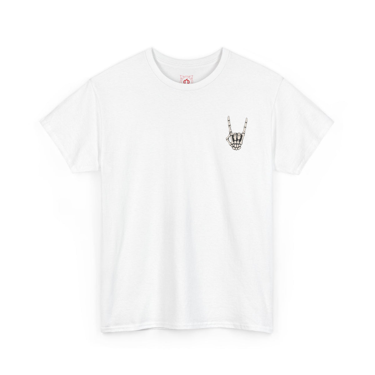 Bone Sign Skeleton Hand T-Shirt in White — front view