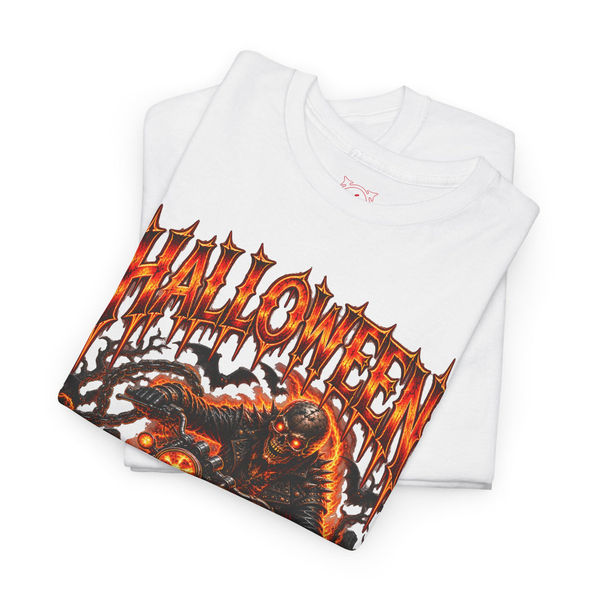 Ride or Die Skeleton Biker T-Shirt in White — folded view