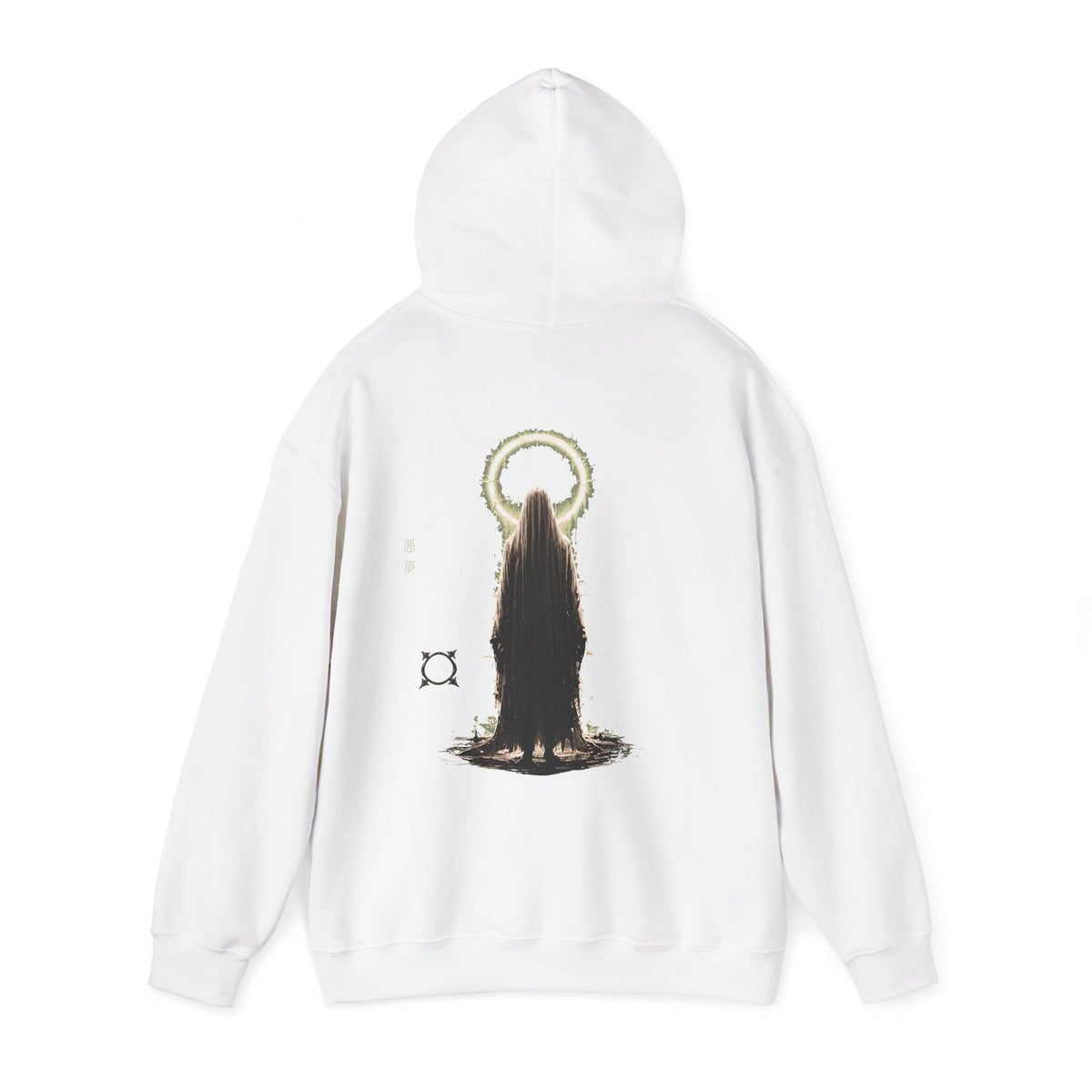 Pale Halo Ghost Hoodie in White — back view