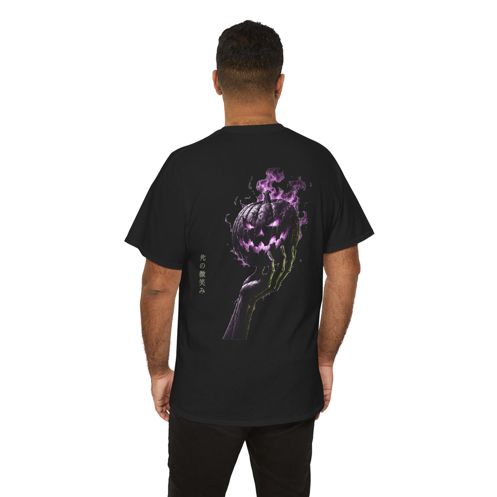 Death Smile Pumpkin T-Shirt in Black — model view