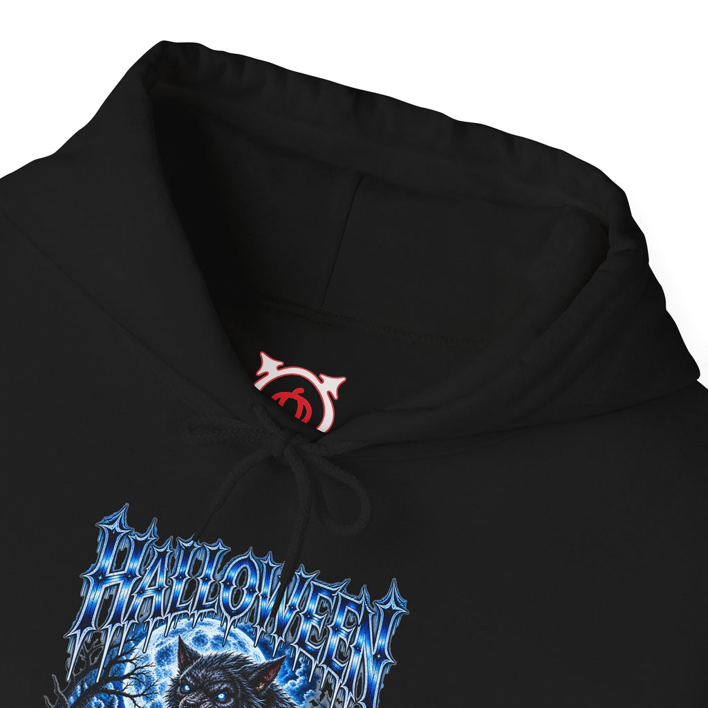 Full Moon Terror Werewolf Hoodie in Black — front view