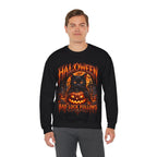 Bad Luck Follows Black Cat Sweatshirt in Black — model view