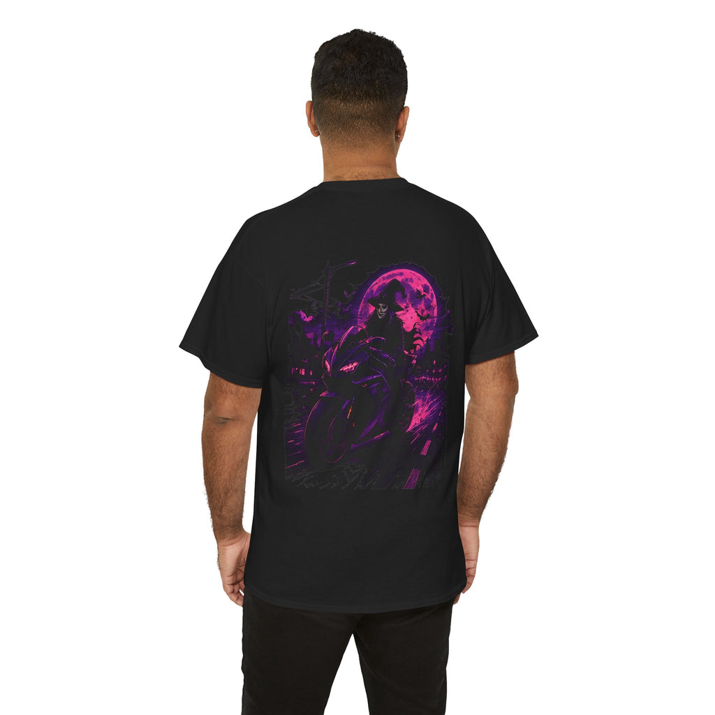 Night Ride Motorcycle T-Shirt in Black — model view