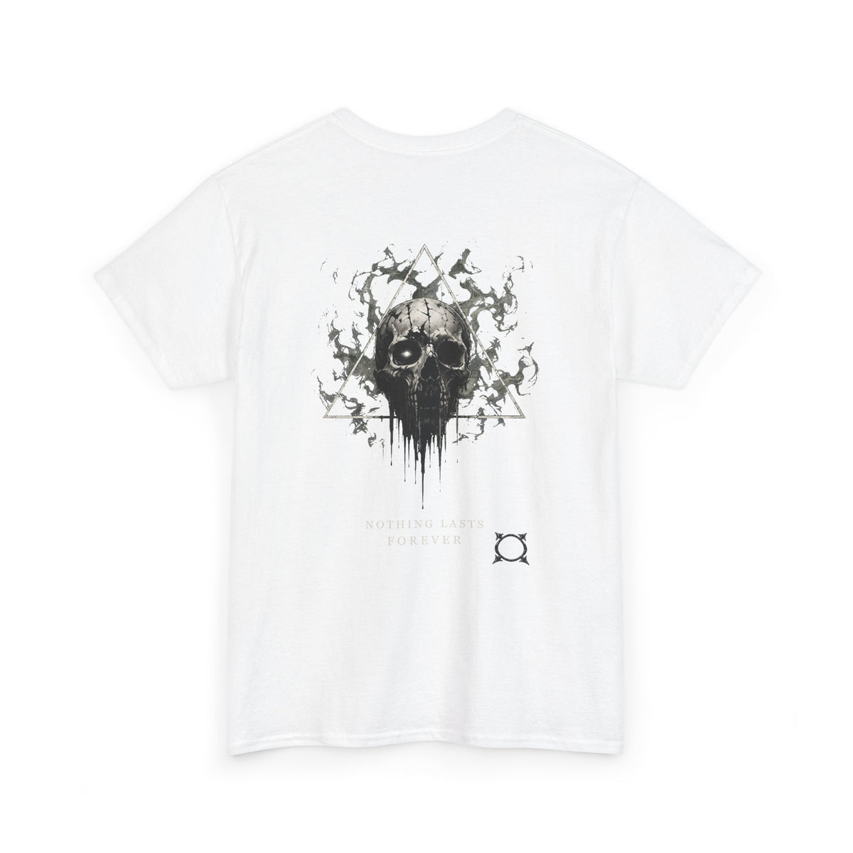 Nothing Lasts Forever Skull T-Shirt in White — back view