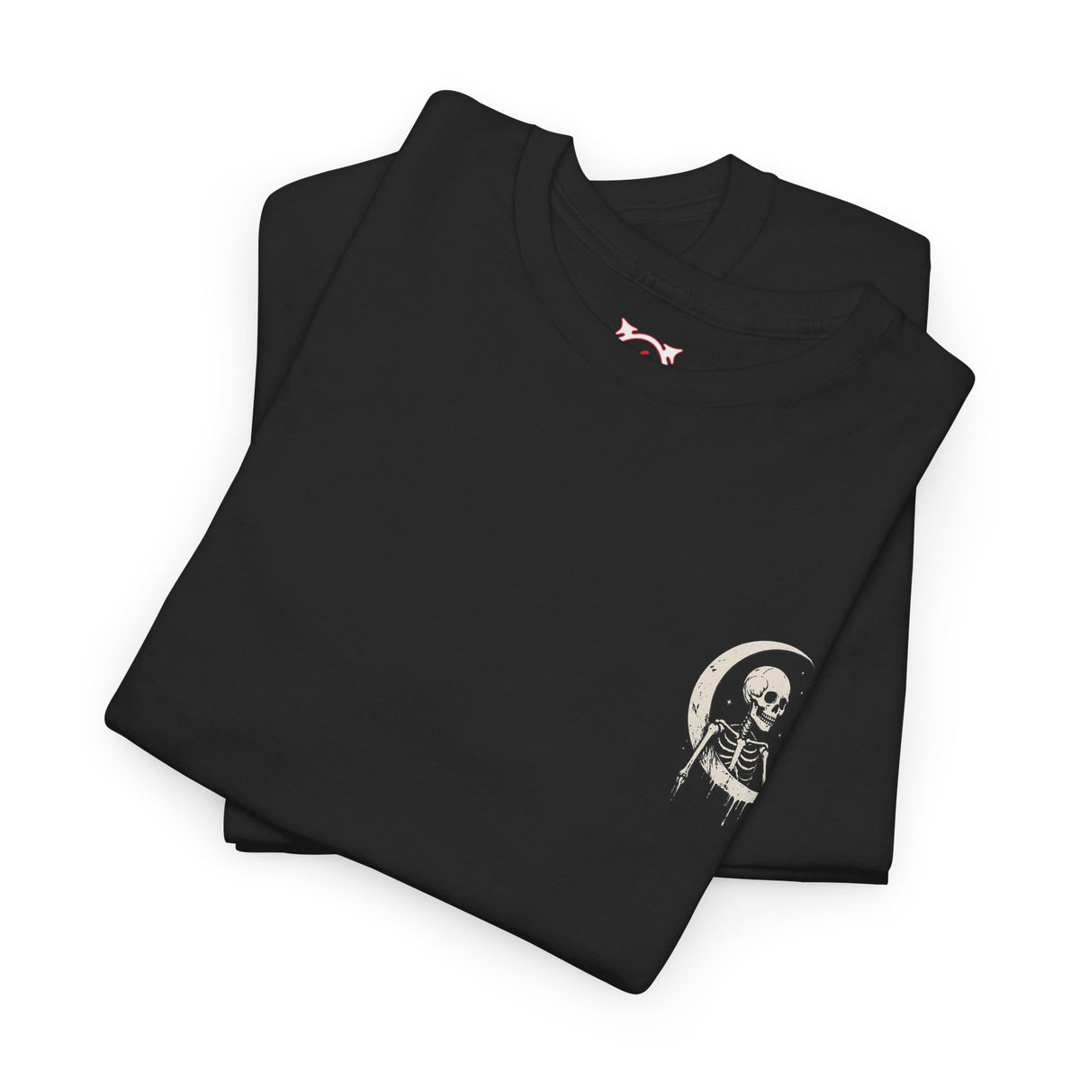 Crescent Skeleton T-Shirt in Black — folded view