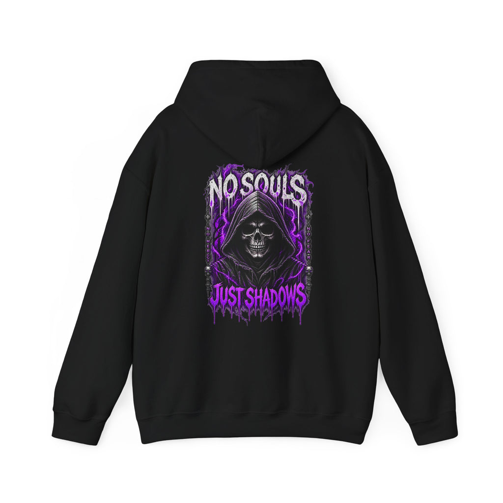 No Souls Just Shadows Grim Reaper Hoodie in Black — back view