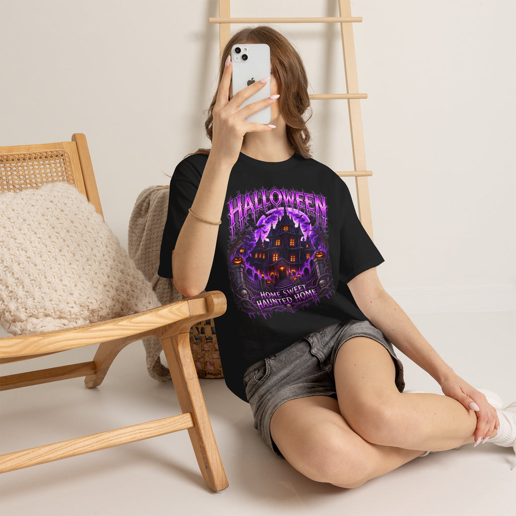 Haunted Home T-Shirt in Black — model view