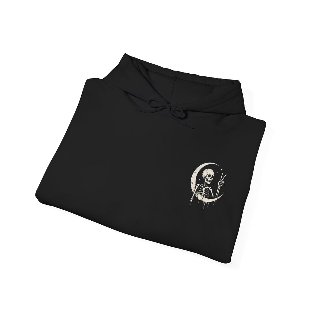 Crescent Skeleton Hoodie in Black — folded view
