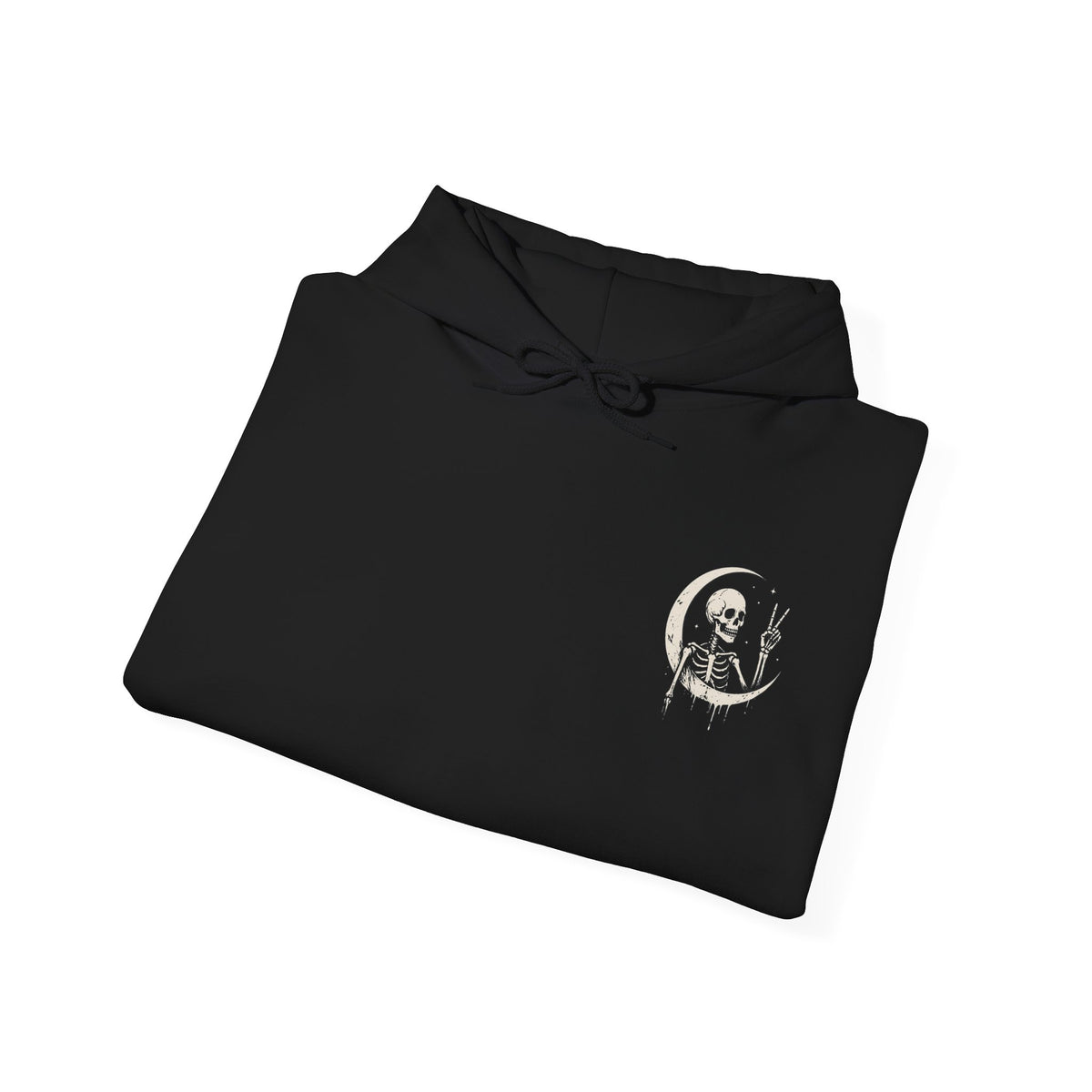 Crescent Skeleton Hoodie in Black — folded view