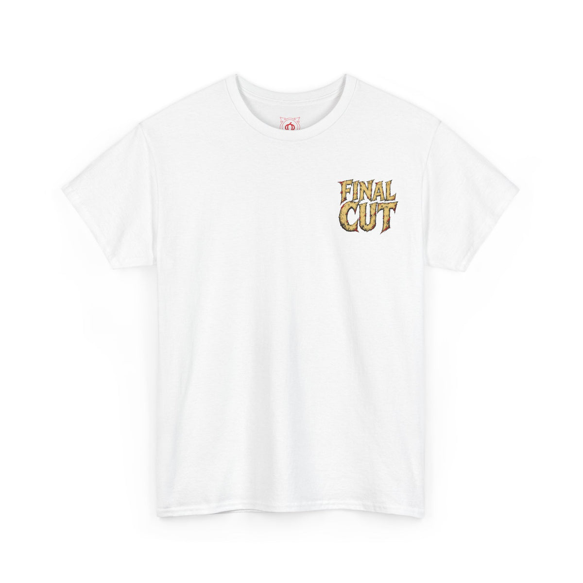 Final Cut Horror Mask T-Shirt in White — front view