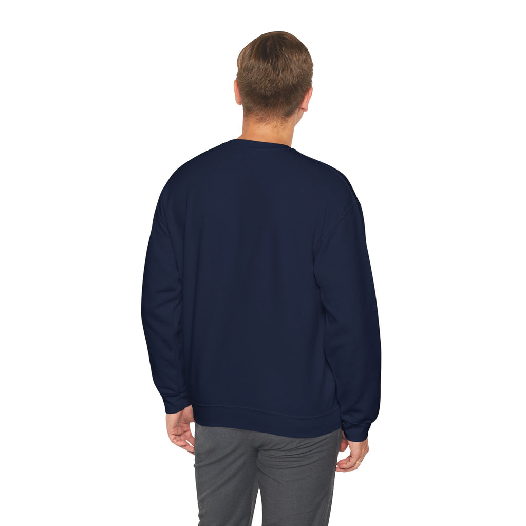 Playtime Is Over Creepy Teddy Bear Sweatshirt in Navy — model view