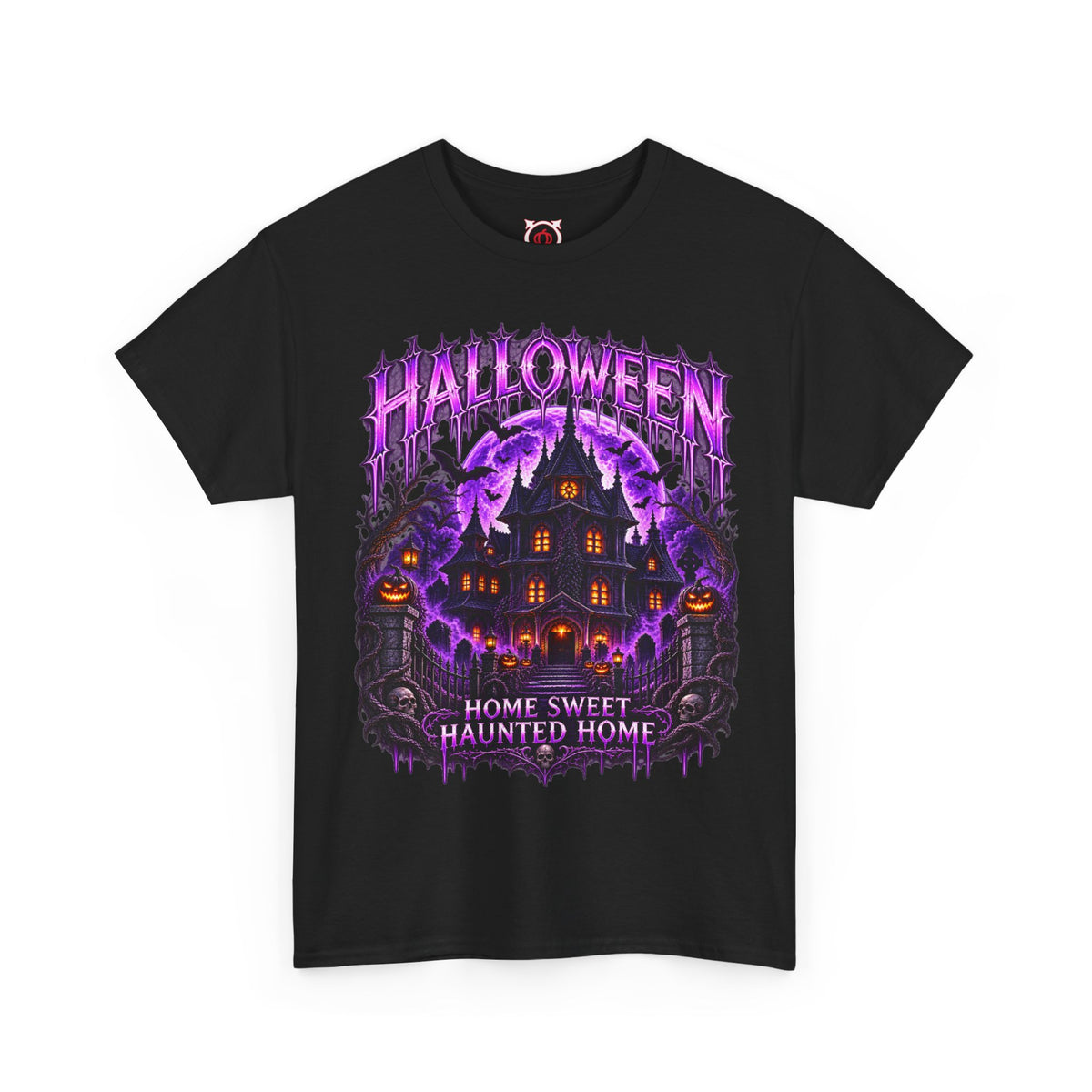 Haunted Home T-Shirt in Black — front view