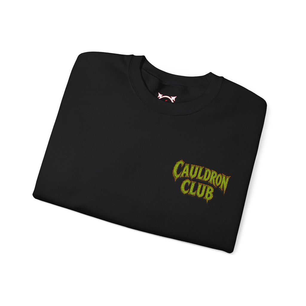 Cauldron Club Black Cat Sweatshirt in Black — folded view