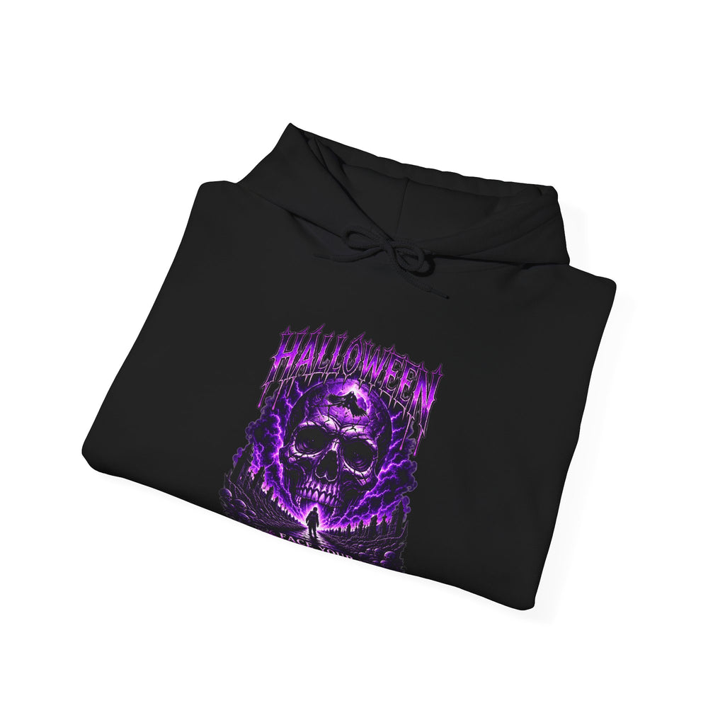 Deepest Fear Skull Hoodie in Black — folded view