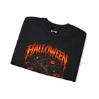 Darkness Grows Pumpkin Tree Sweatshirt in Black — folded view