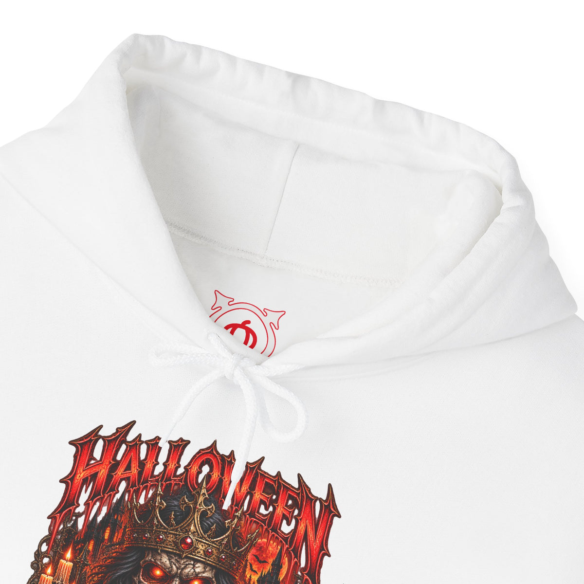 King of Terror Skeleton Hoodie in White — front view