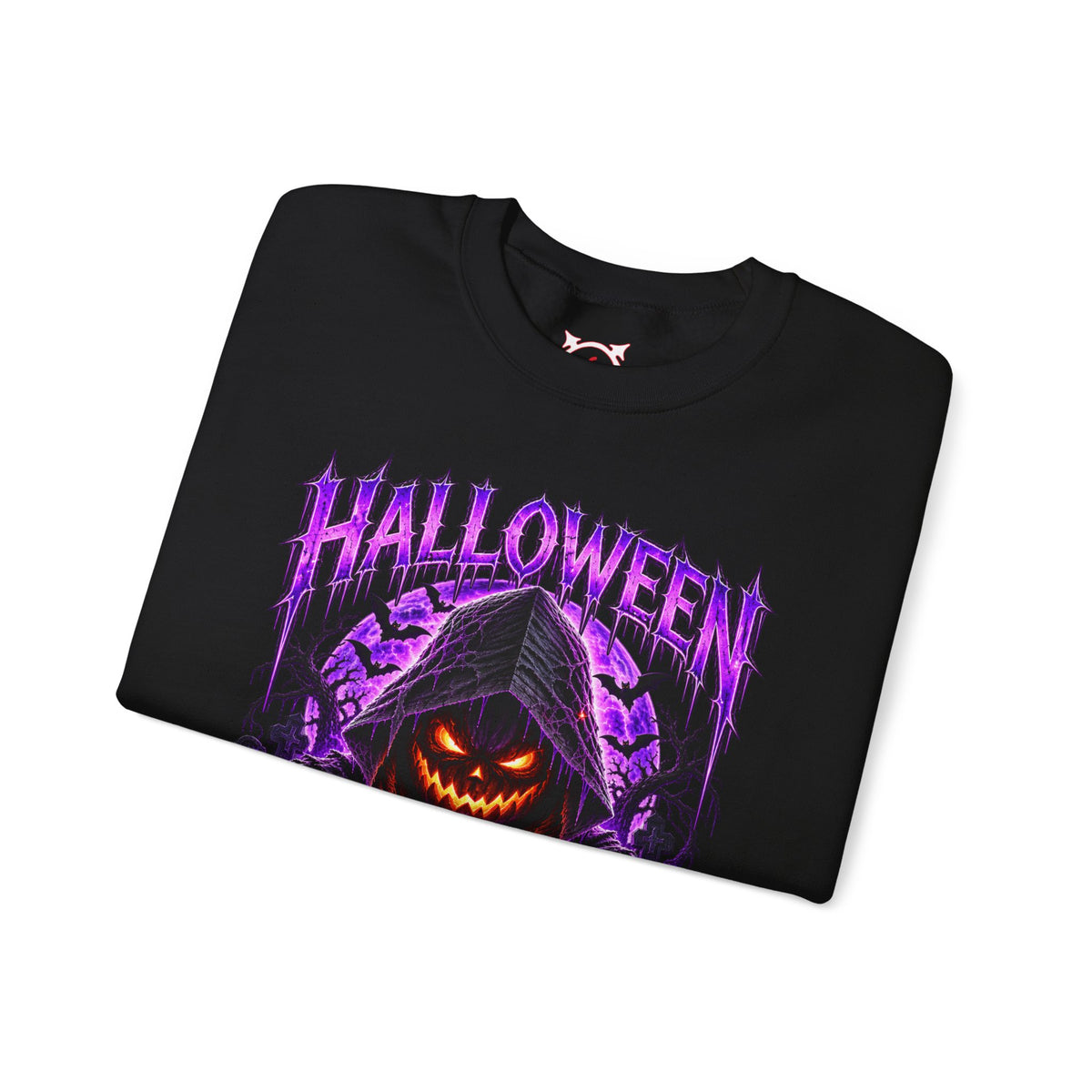 Fear the Night Pumpkin Sweatshirt in Black — folded view