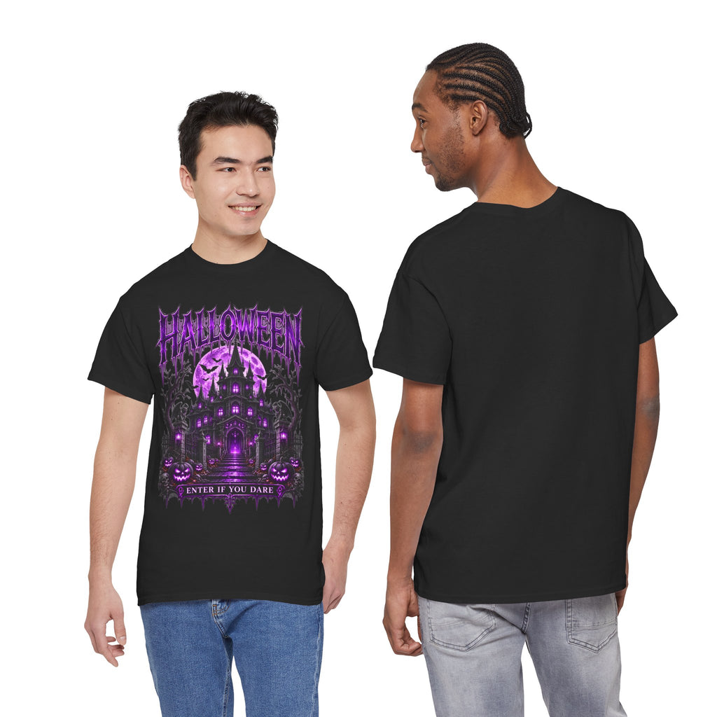 Enter If You Dare Haunted House T-Shirt in Black — model view