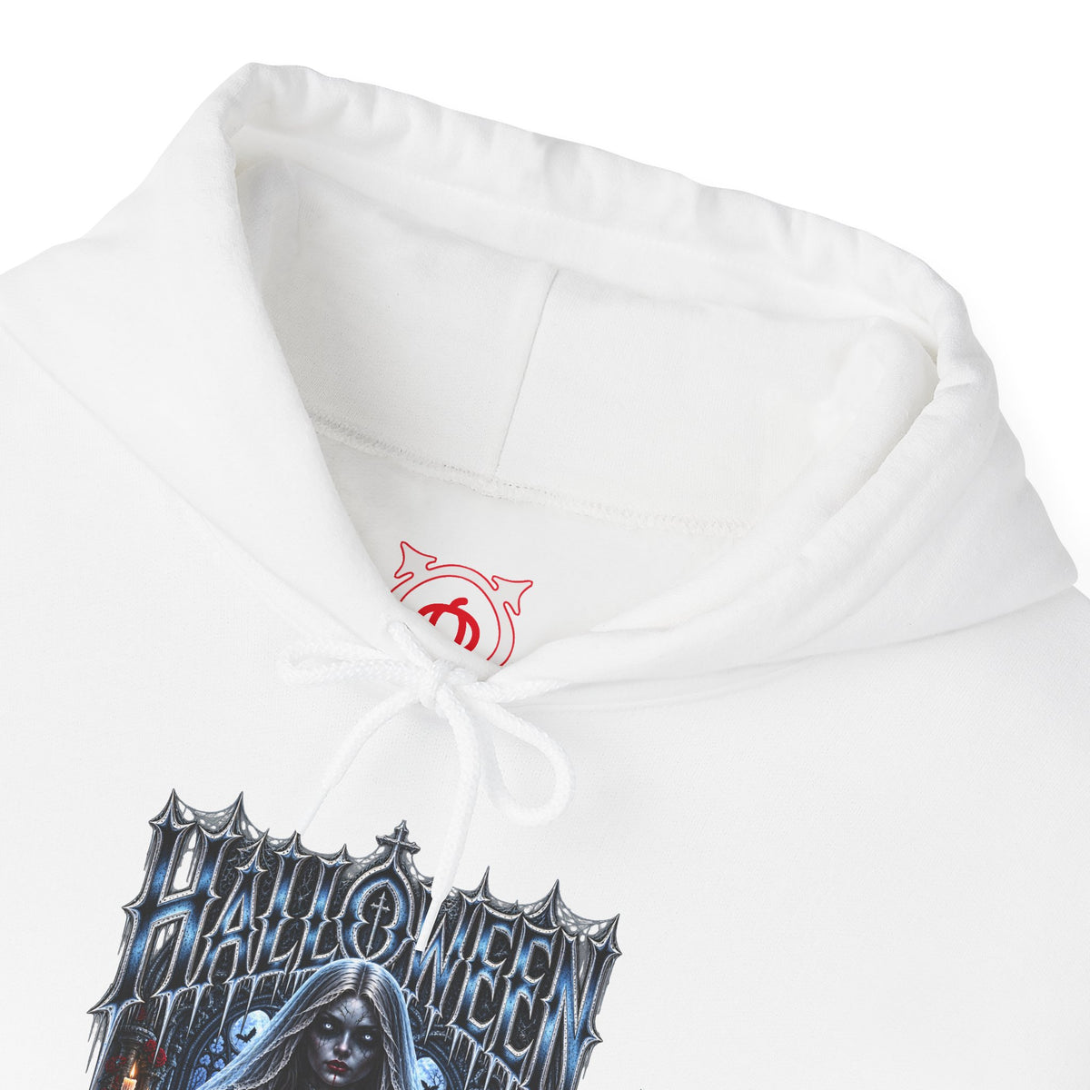 Midnight Vows Gothic Bride Hoodie in White — front view