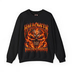 Born from Darkness Flaming Skull Sweatshirt in Black — front view