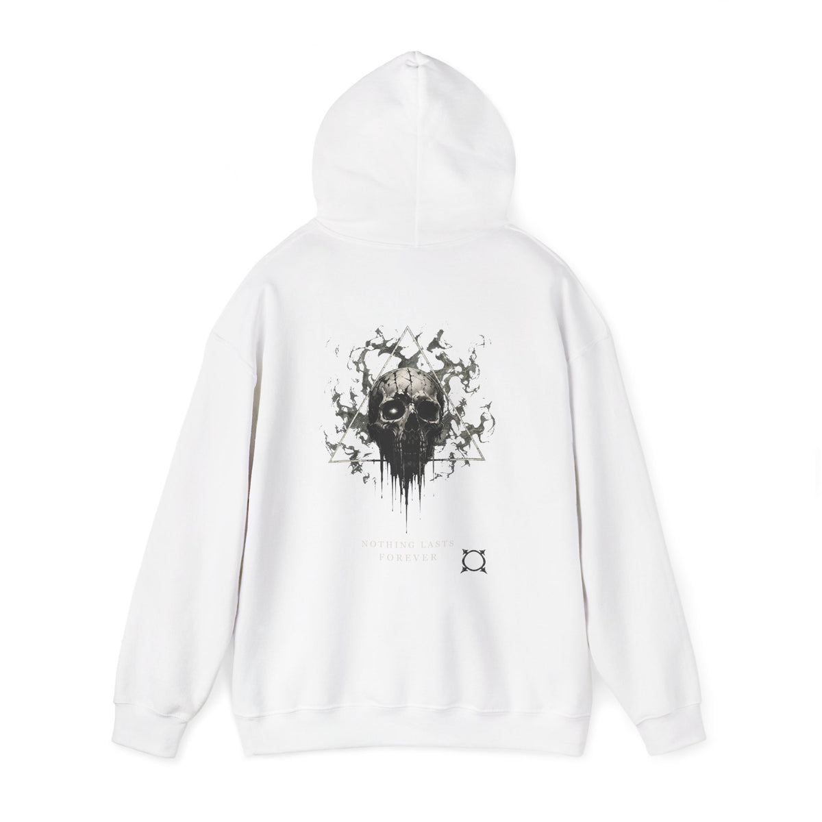 Nothing Lasts Forever Skull Hoodie in White — back view
