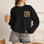 Final Cut Horror Mask Sweatshirt in Black — model view