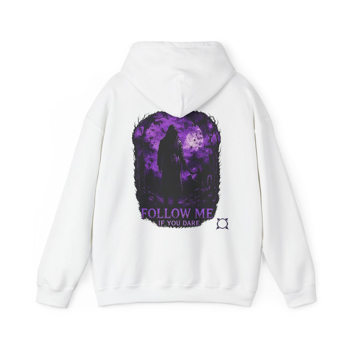 Follow Me Grim Reaper Hoodie in White — back view