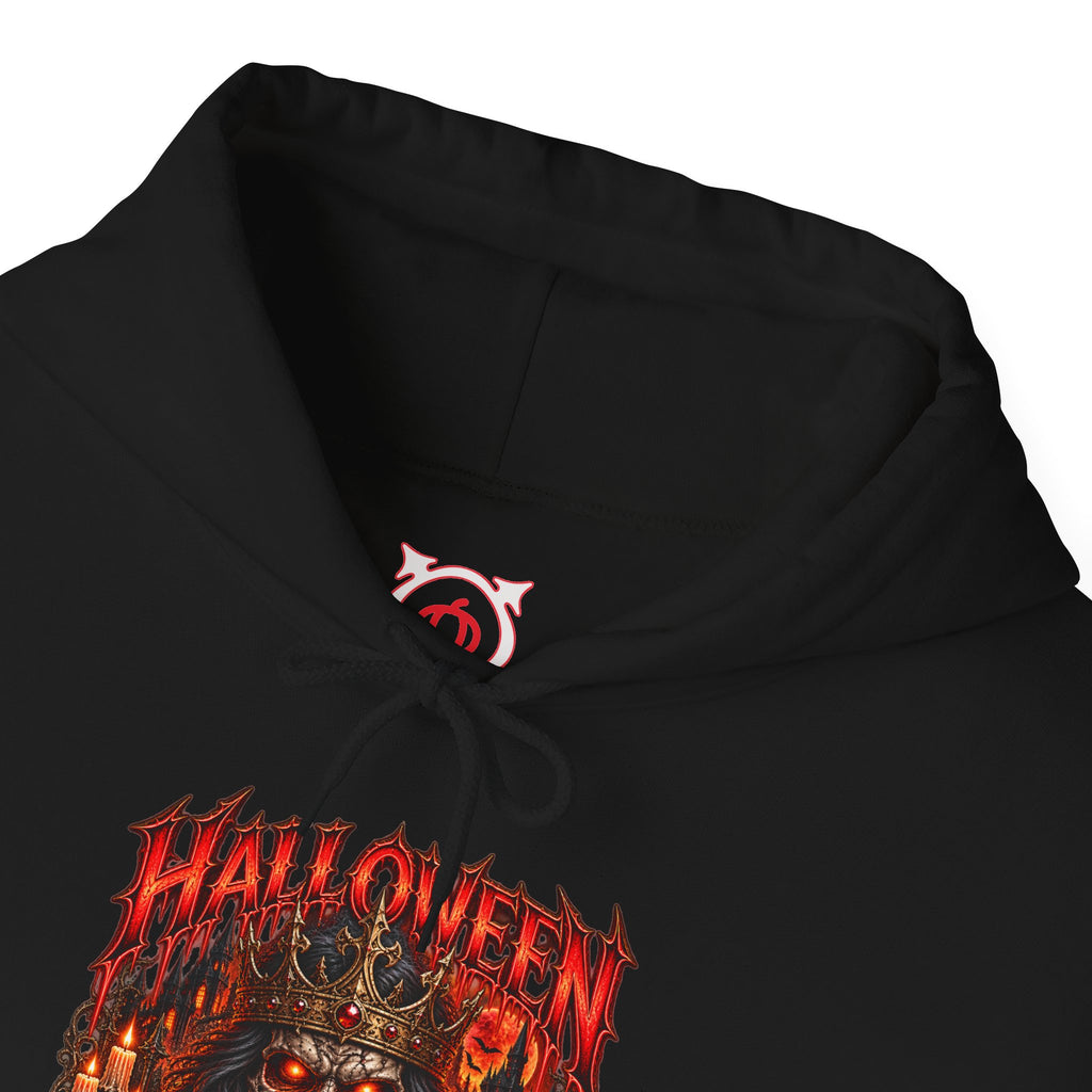 King of Terror Skeleton Hoodie in Black — front view