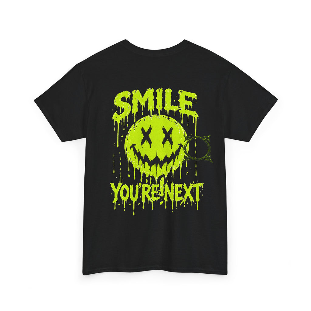 You Are Next Creepy Smiley T-Shirt in Black — back view