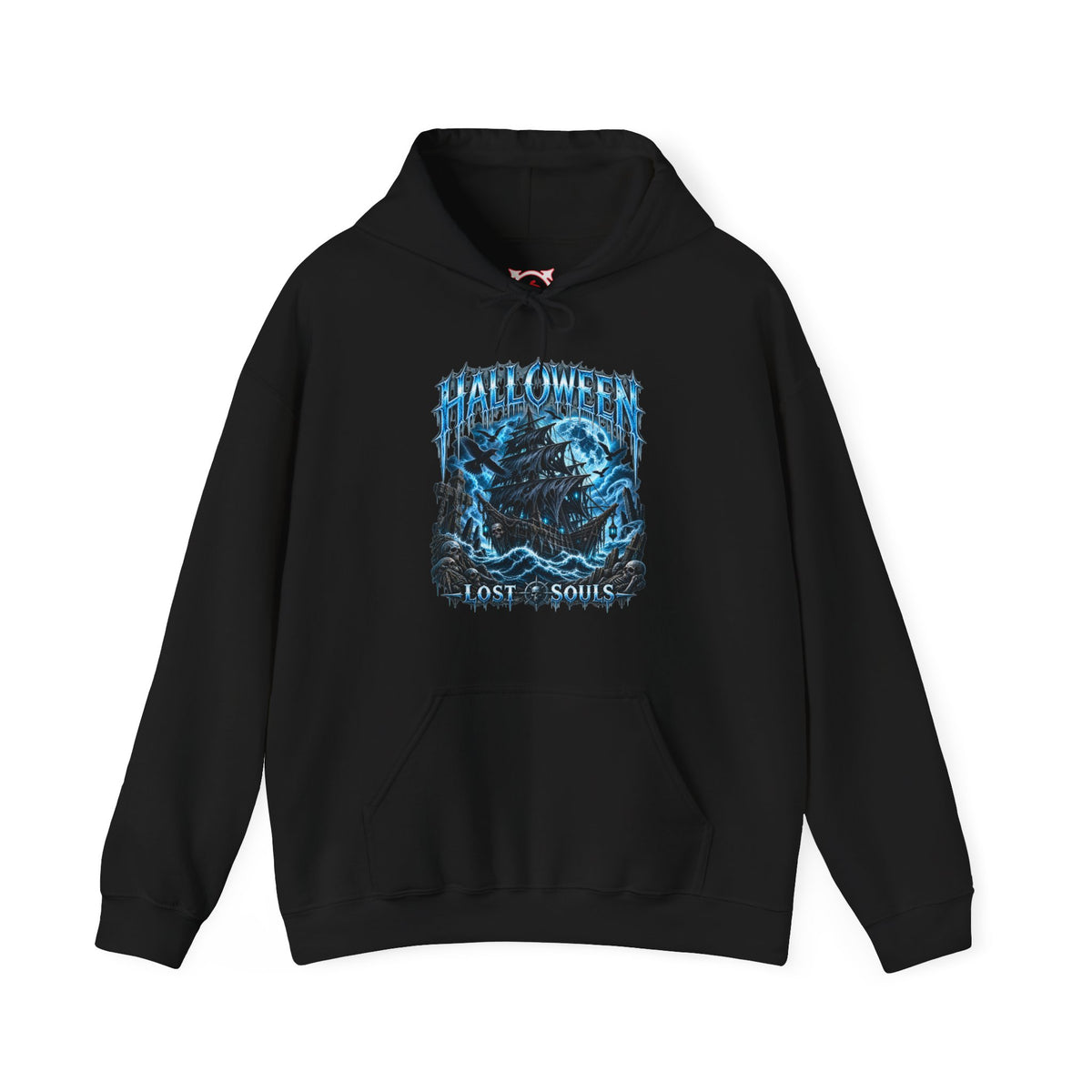 Lost Souls Ghost Ship Hoodie in Black — front view
