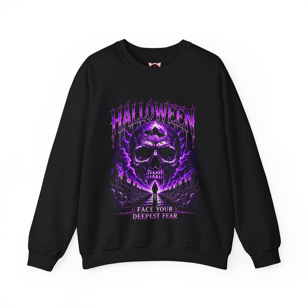 Deepest Fear Skull Sweatshirt in Black — front view