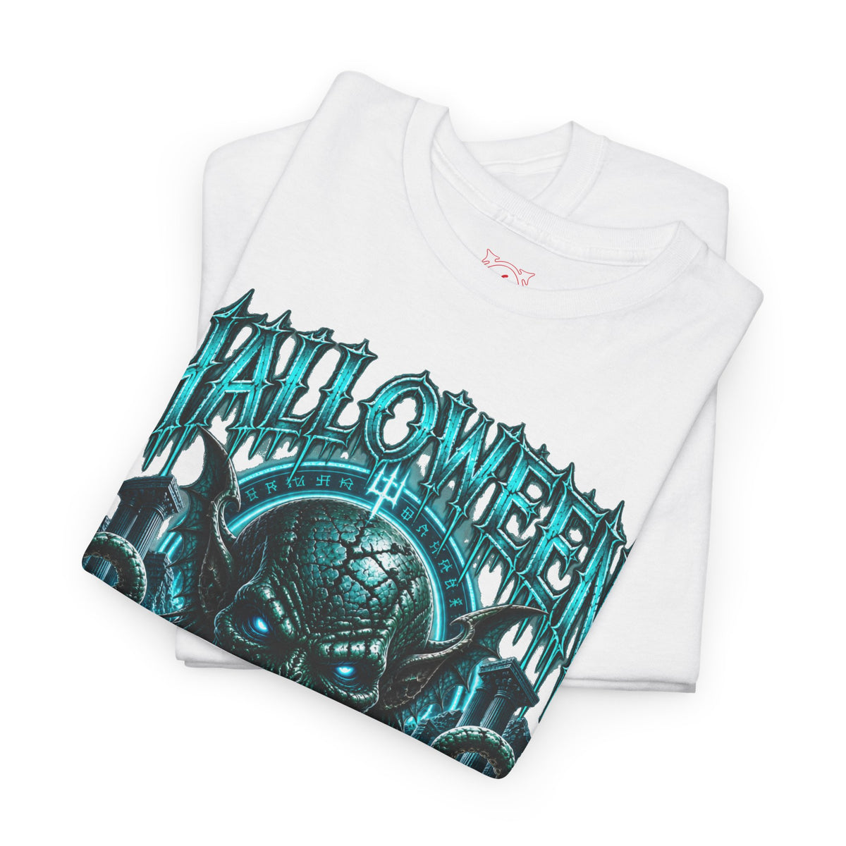 Ancient Awakening Tentacle Creature T-Shirt in White — folded view