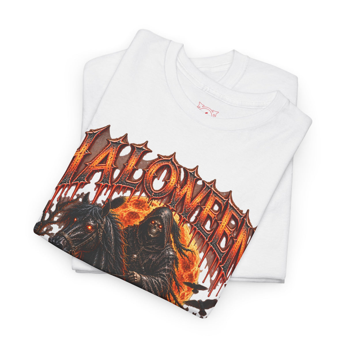 Ride with Death Grim Reaper T-Shirt in White — folded view