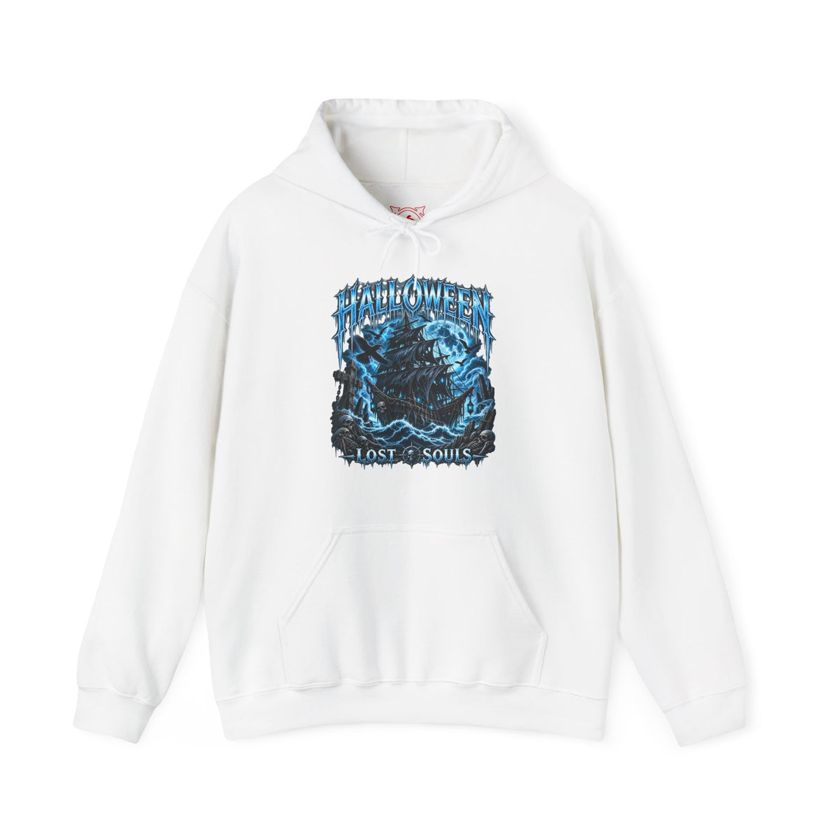 Lost Souls Ghost Ship Hoodie in White — front view