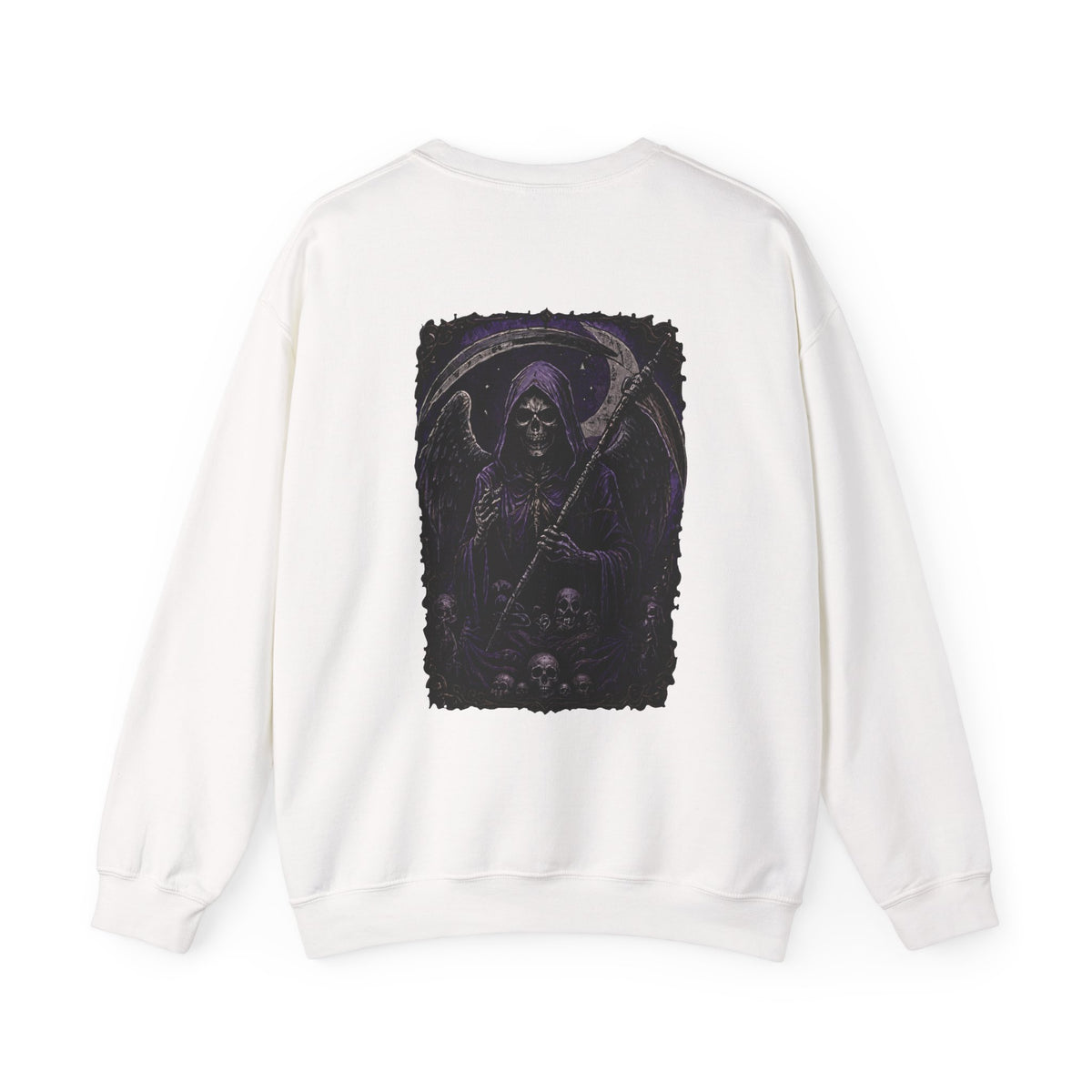 Til Death Grim Reaper Sweatshirt in White — back view