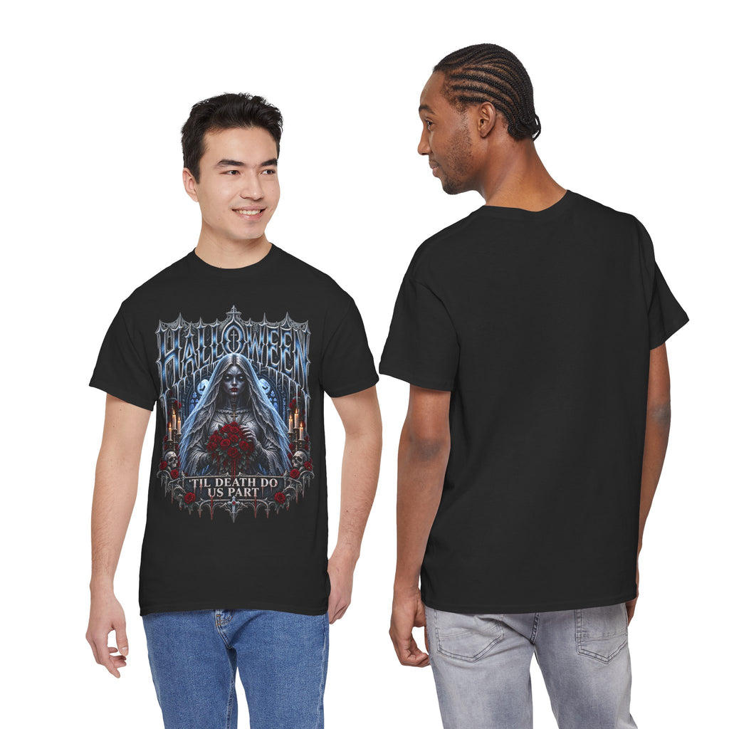 Midnight Vows Gothic Bride T-Shirt in Black — model view