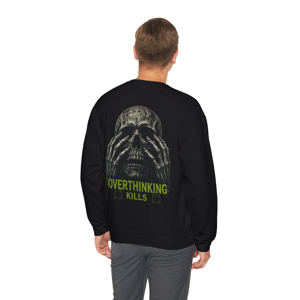 Overthinking Kills Skull Sweatshirt in Black — model view