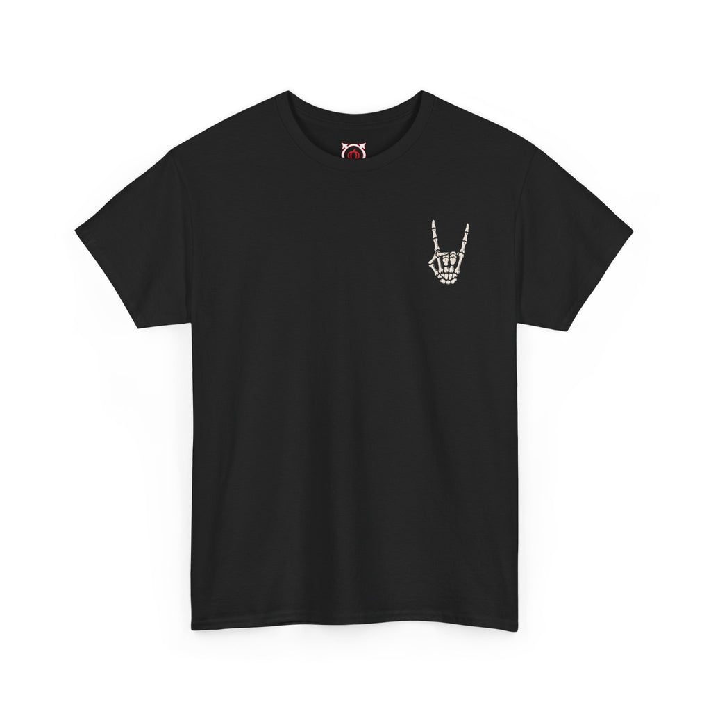 Bone Sign Skeleton Hand T-Shirt in Black — front view