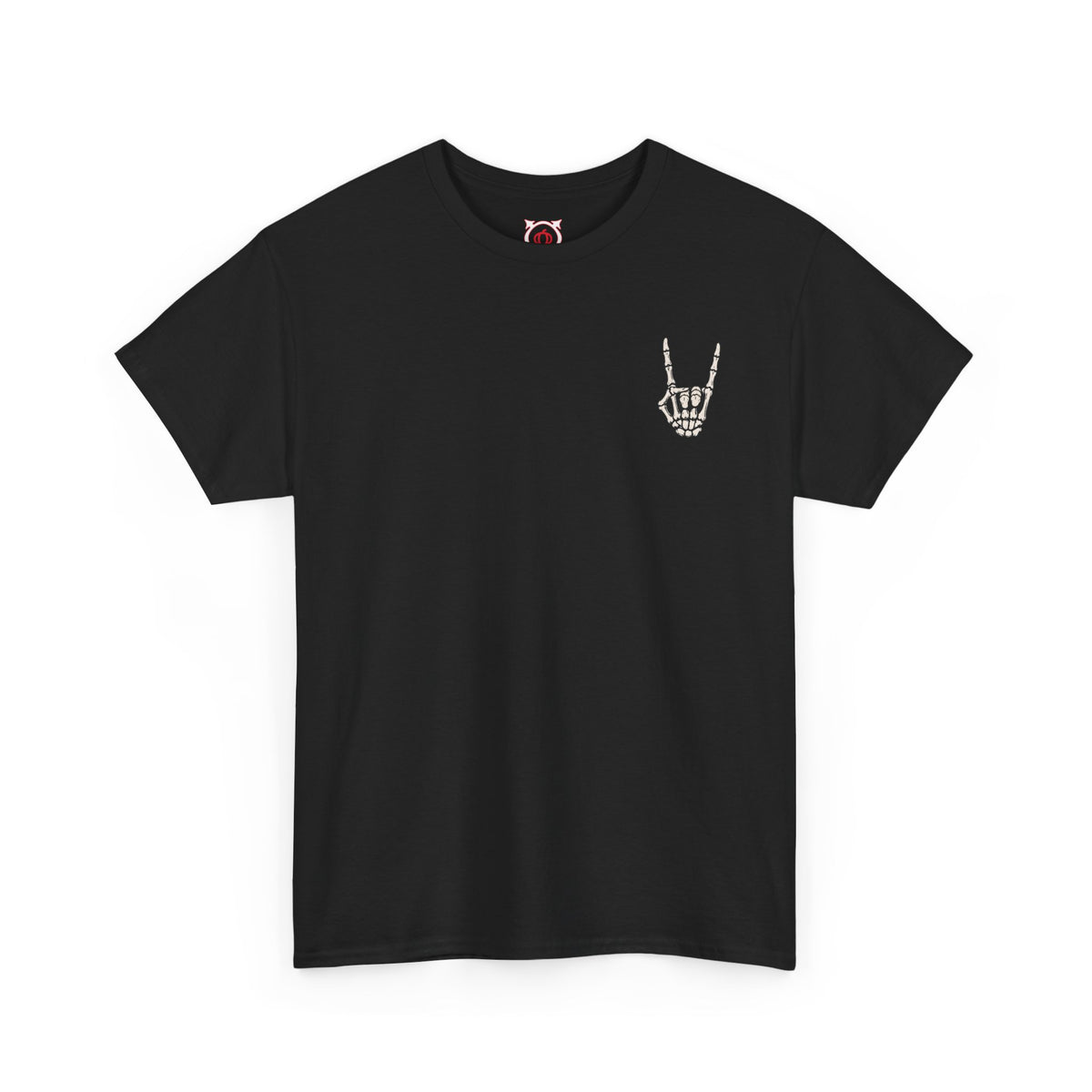 Bone Sign Skeleton Hand T-Shirt in Black — front view
