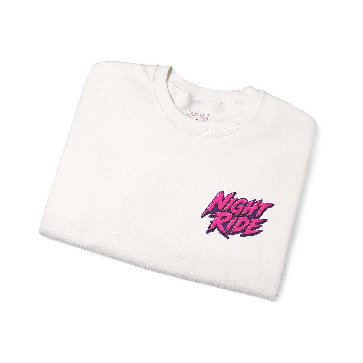 Night Ride Motorcycle Sweatshirt in White — folded view