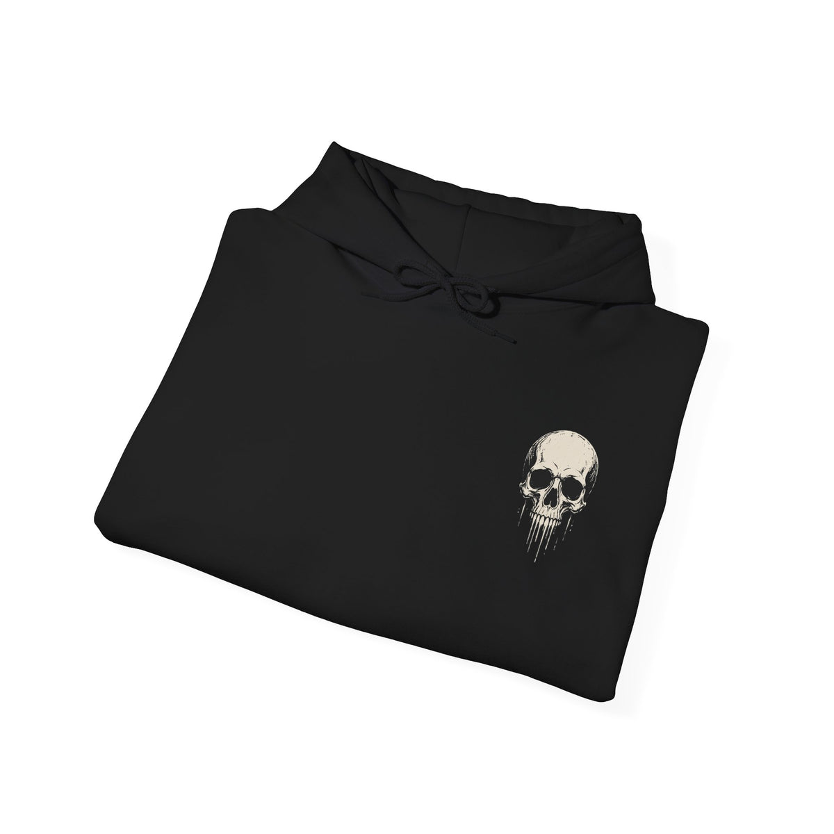 Dripping Skull Hoodie in Black — folded view