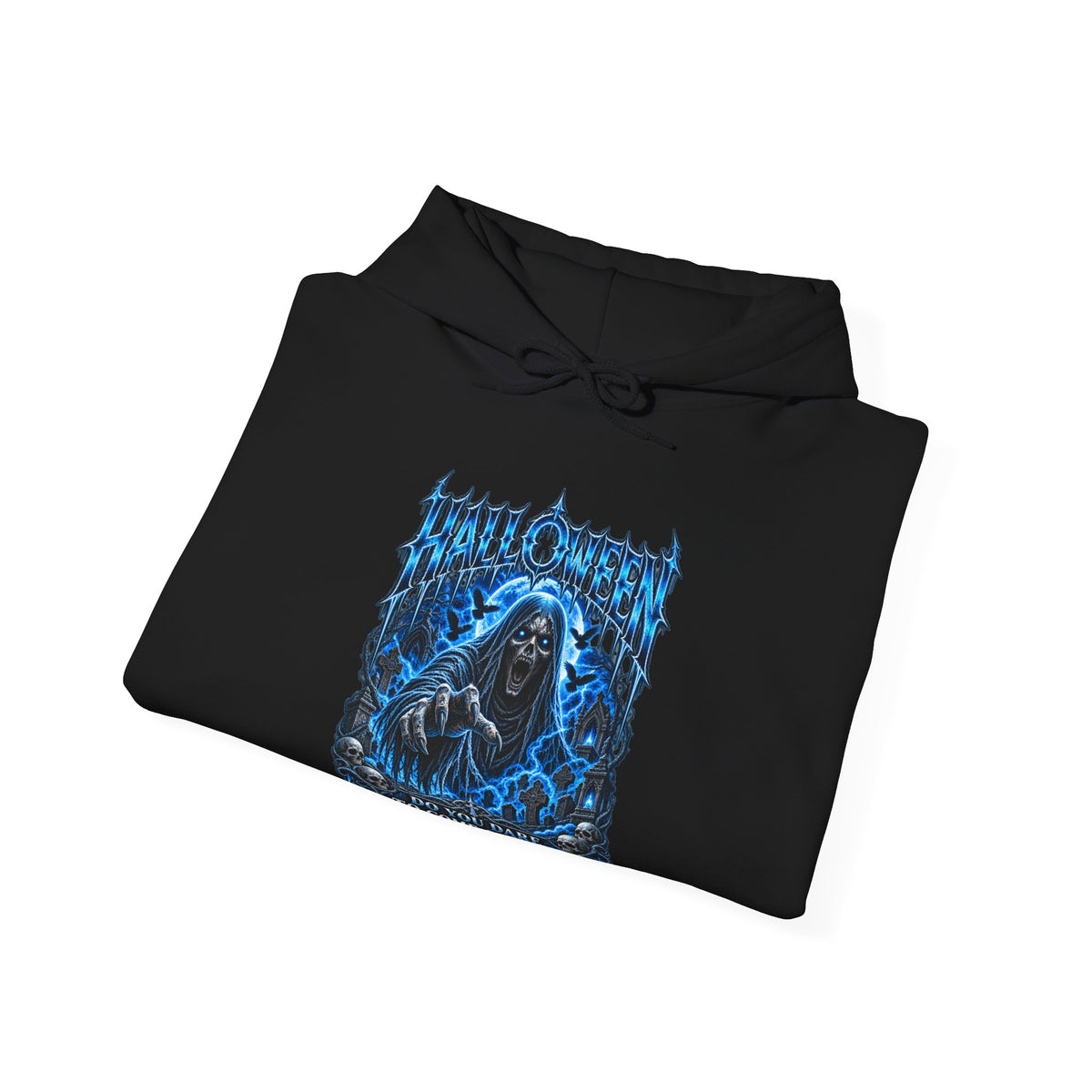 Come Closer Ghost Hoodie in Black — folded view
