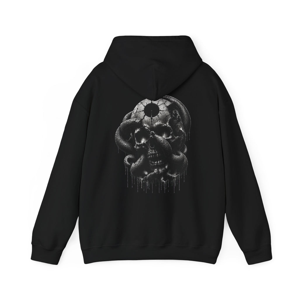 Eclipse Serpent Skull Hoodie in Black — back view